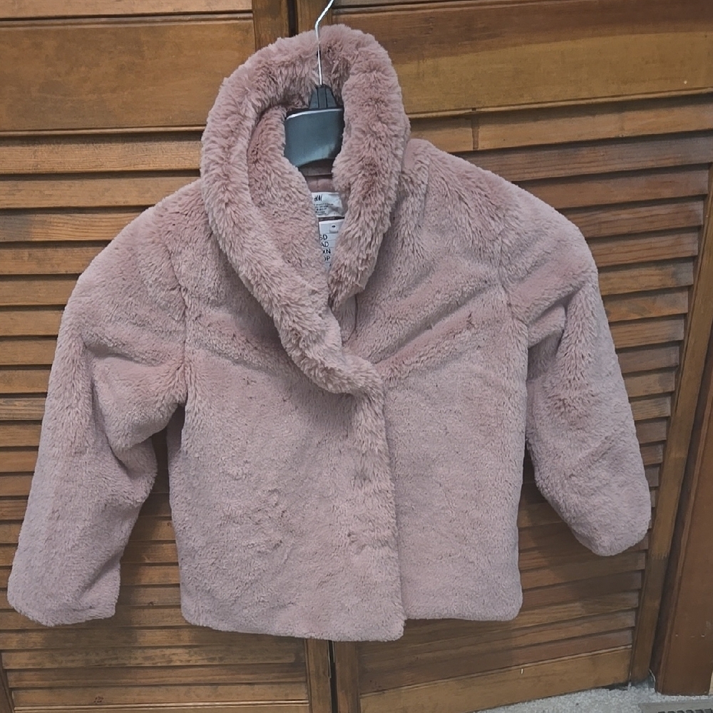 Cozy Pink Faux Fur Kids Jacket 6-8